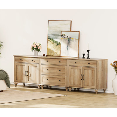Sideboard Cabinet - 5 Drawers & 4 Doors | Buffet Cabinet Coffee Bar With Storage | 101-Inch | Dining Room, Kitchen & Living Room