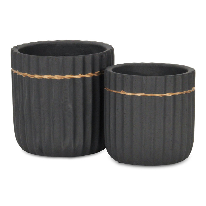 Pot à fleur en céramique fait à la main Gyanni, Noir, 5,5 po x 5,5 po x 5,5 po