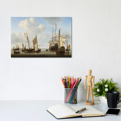Navires dans les routes, 1658 - reproduction d'art mural - toile tendue