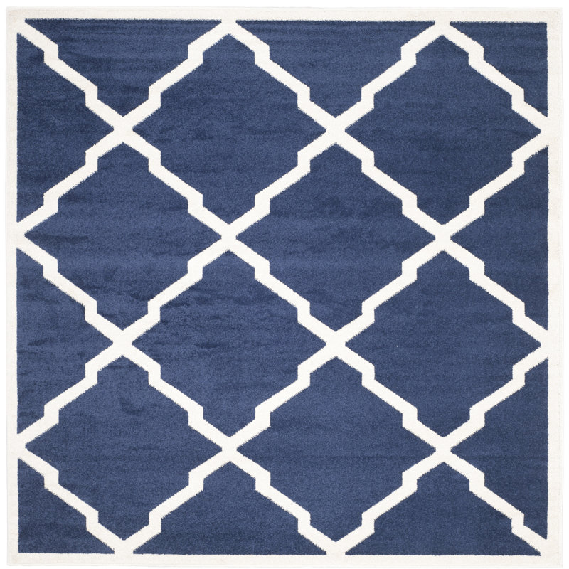 Tapis bleu marine / beige Ammundsen, Carré 7 pi