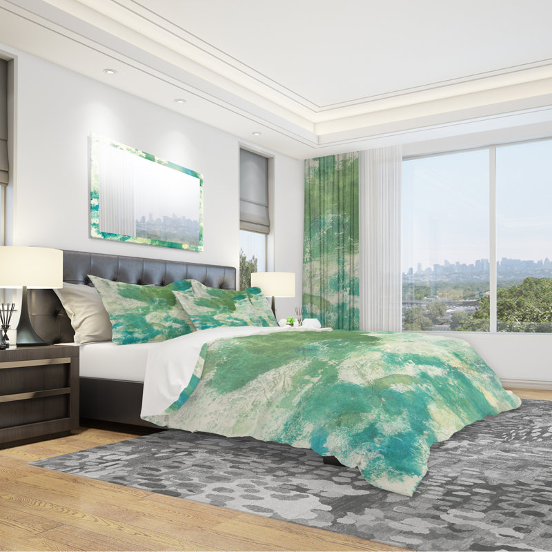 Watercolor Rock II - Ensemble de housse de couette moderne et contemporain - Microfibre de polyester