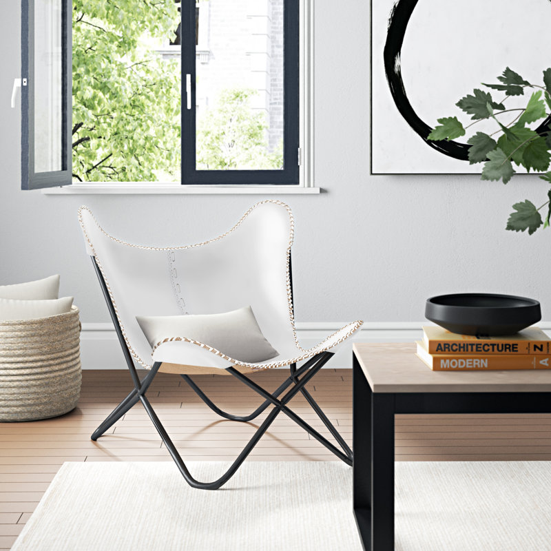 Fauteuil papillon Aadhvika 78,74 cm, Blanc