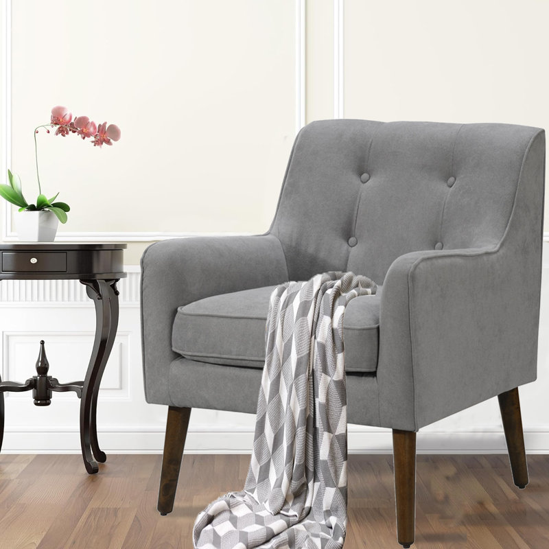 Fauteuil capitonné de 27,5 po Kirilka CAL117, Mélange de polyester gris