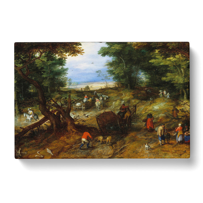 A Woodland Road with Travellers by Pieter Bruegel The Elder - Wrapped Canvas Painting, 40cm H x 60cm W x 3cm D