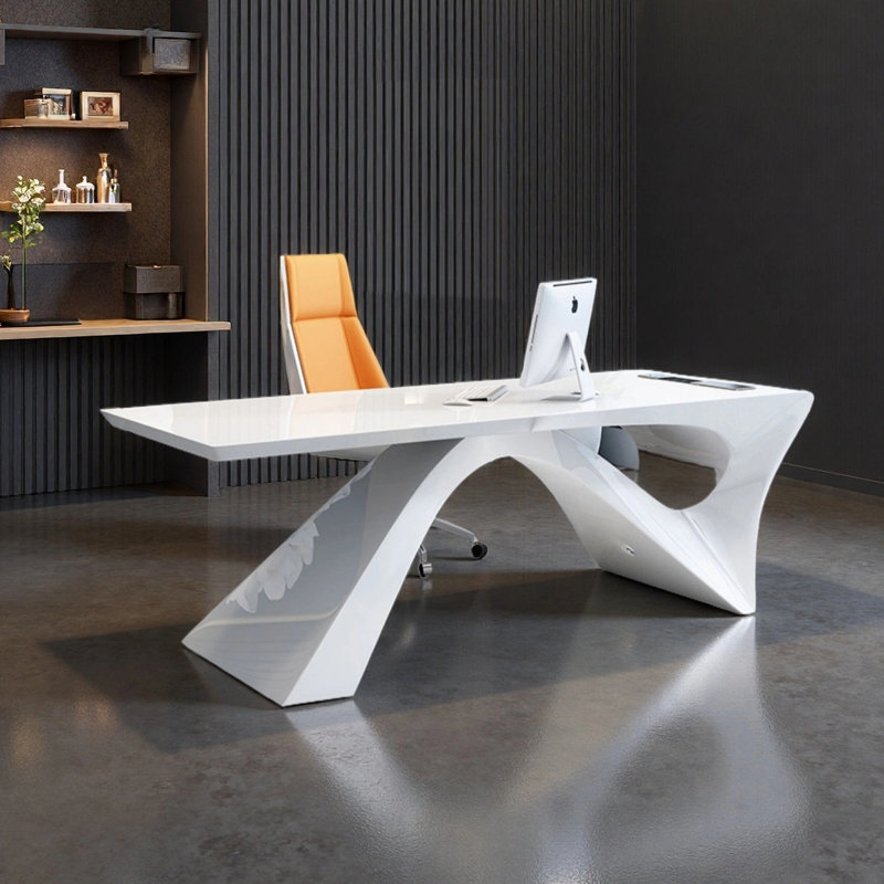 Bureau simple et moderne laqué, H 29,53 po x l 70,87 po x P 31,5 po