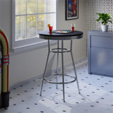 Wood Summit Dining Pub Table Set, 30" Round Top With Chrome Metal Base, Black