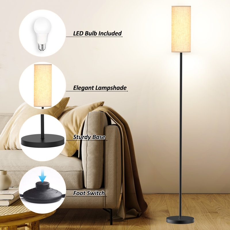 Rodenal 66.5" Floor Lamp with Remote Control and Smart Bulb Included, White