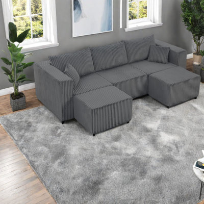 Canapé modulaire en mousse peu encombrant, design gris moderne pour une vie compacte