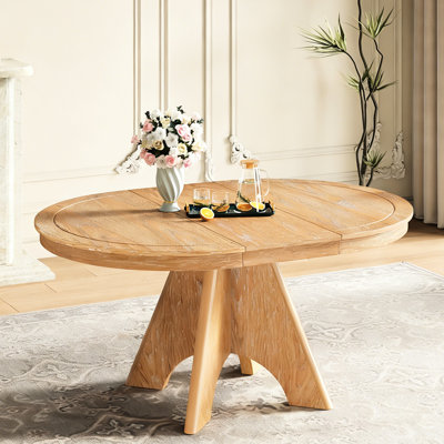 Table de salle à manger extensible de style rétro pour 4 à 6 personnes, 42 58 pouces, finition vieillie, bois massif, pieds croisés, table extensible rétro en bois naturel pour 6 personnes, placage de chêne, stable