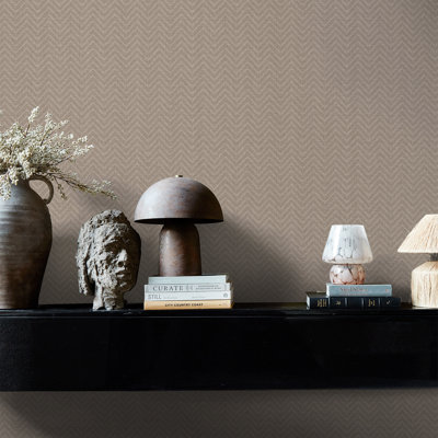 Herringbone Weave Praline Wallpaper