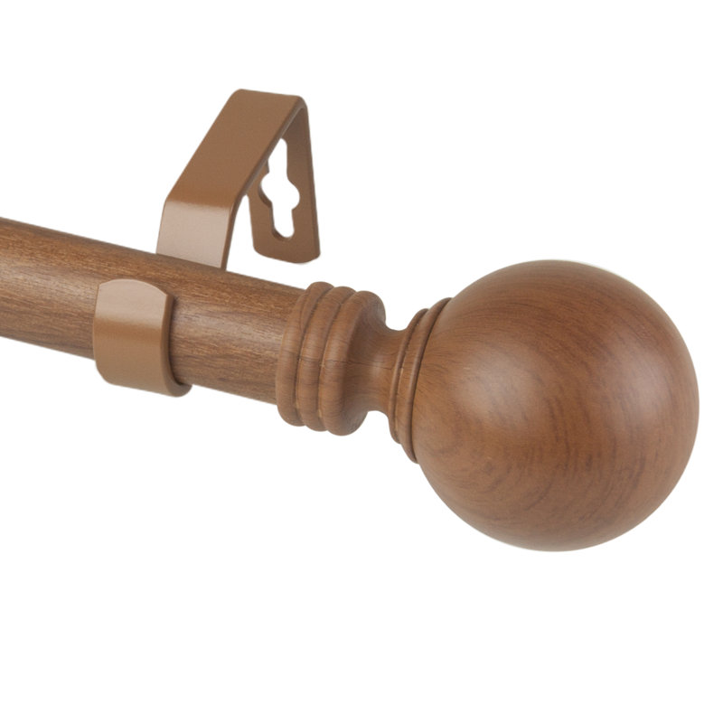 Tringle à rideaux simple en faux bois Abdulahi, Châtaigne, 48" - 84"