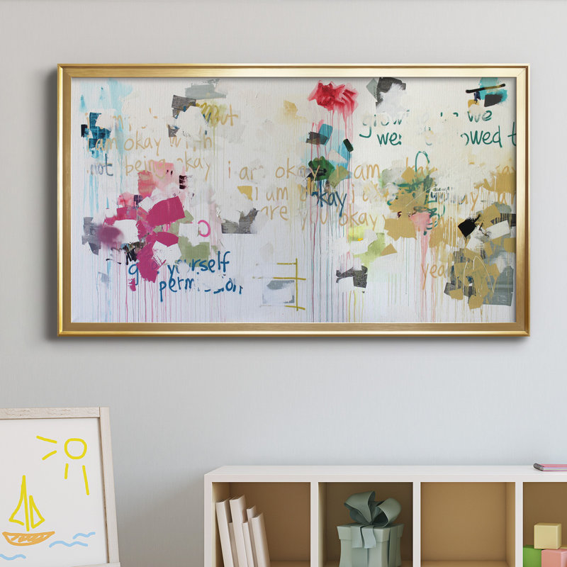 Kent Youngstrom - peinture encadrée, H 14,5 po x l 26,5 po x P 1,5 po, Toile encadrée dorée, Pas de tapis