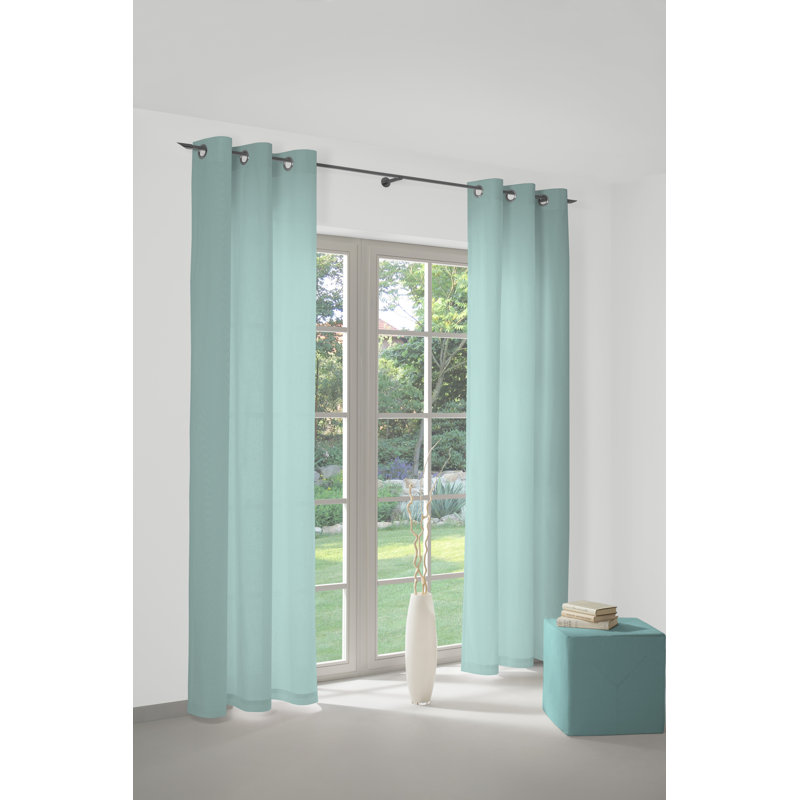 Uni Collection 100% Cotton Room Darkening Curtain Single Panel, Light Turquoise, 142cm wide x 295cm high