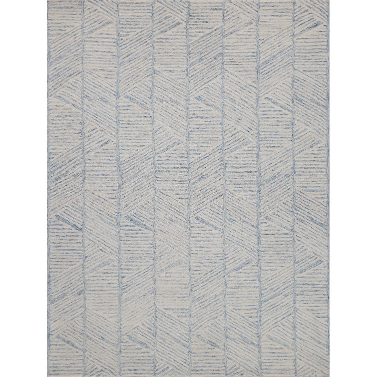 Exquisite Rugs Kascata Handmade Hand-Tufted New Zealand Wool On Canvas Blue/Ivory Area Rug