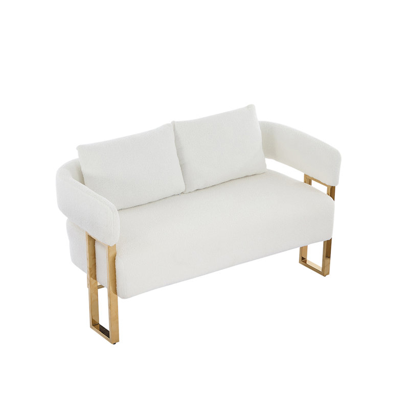 Causeuse en molleton 51 po de large pour petit appartement, Blanc