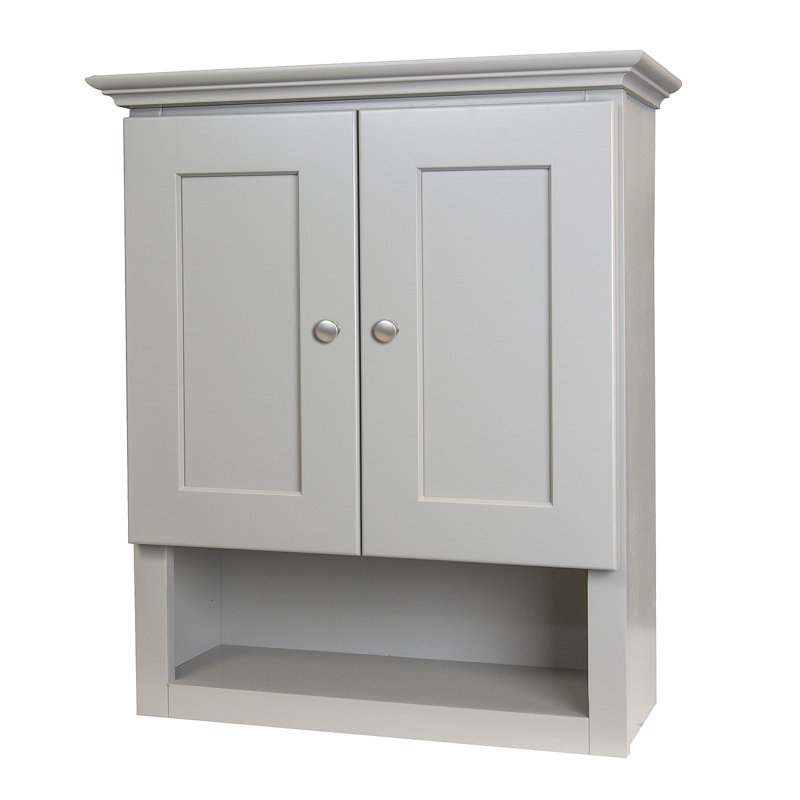 Hallatrow Gray Shaker Over-The-Toilet Wall Cabinet