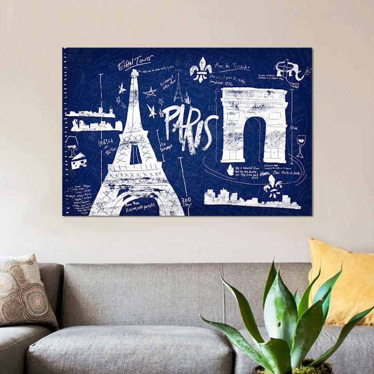 «Paris Blue» par Edward Selkirk - Giclée sur toile tendue avec châssis, H 40 po x l 60 po x P 1,5 po, Toile tendue