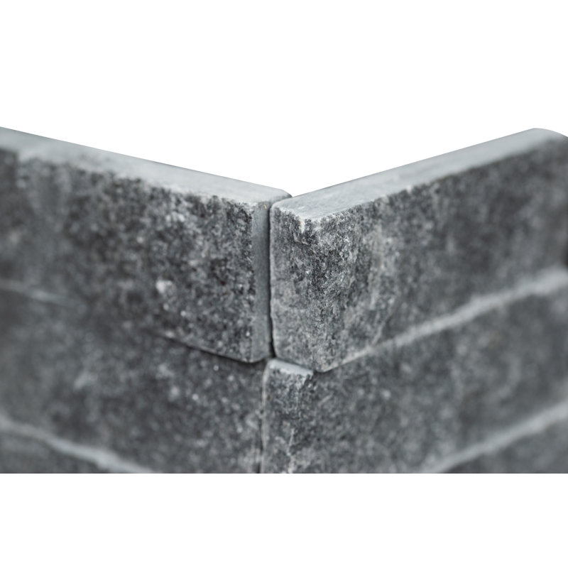 Stonecrest Celestine 6 in. x 18 in. Honed Marble Ledger Corner Wall Tile, Noir