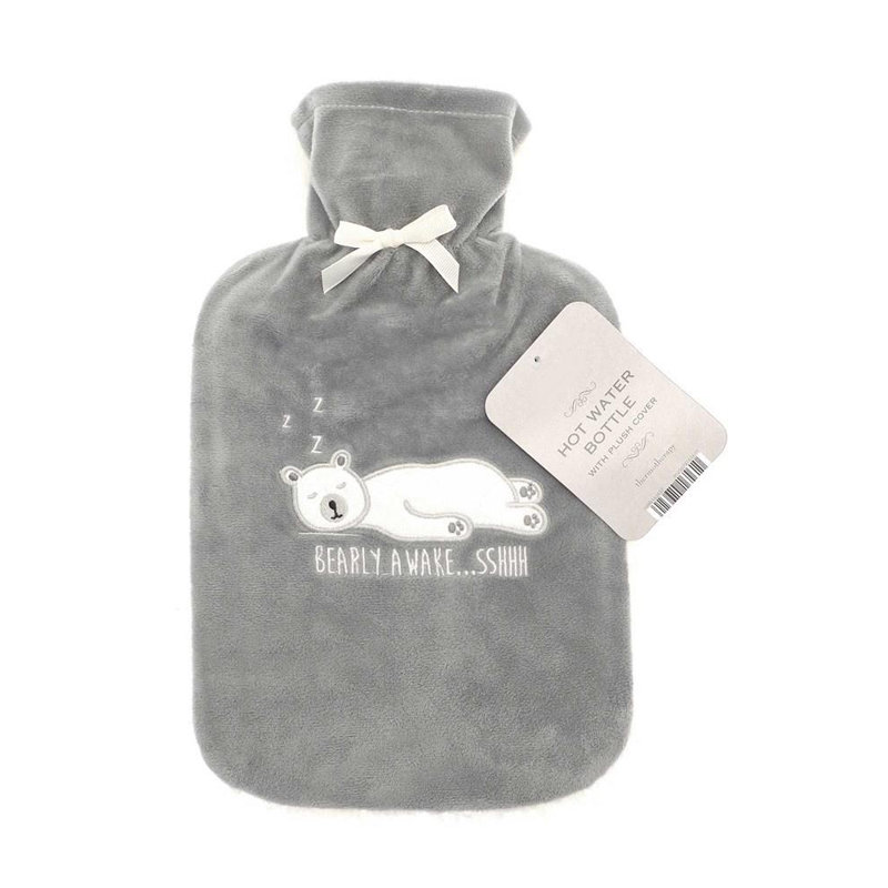 Plush Sherpa Reverse Bearly Awake Grey Hot Water Bottle