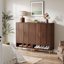Armoire de rangement 29,52 pouces en bois noyer à 6 niveaux avec portes