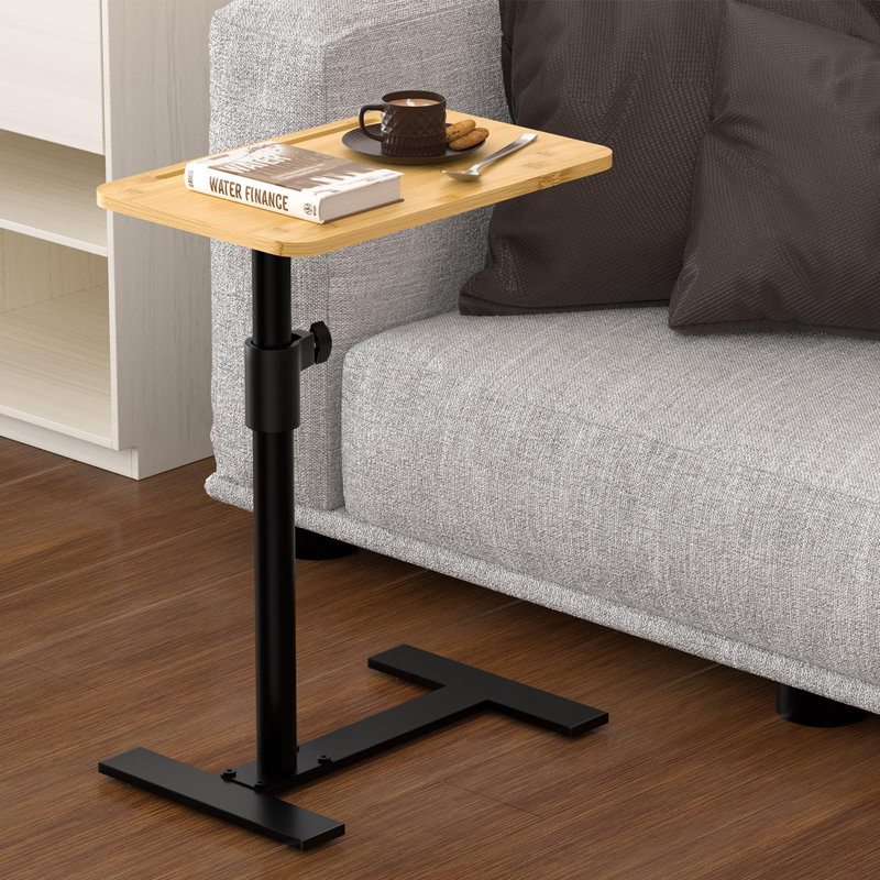 Sofa Armrest Tray Table, 360° Swivel TV Trays, Height Adjustable Side Table For Bed Or Chair With Phone And Tablet Slots