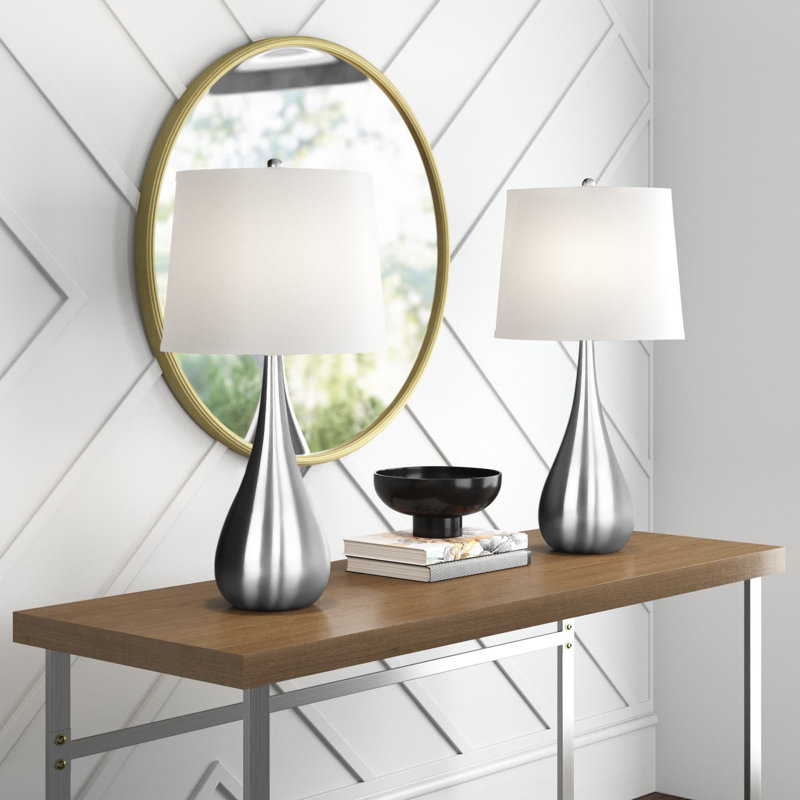 Mcmunn Metal Table Lamp, White, Plated Gold