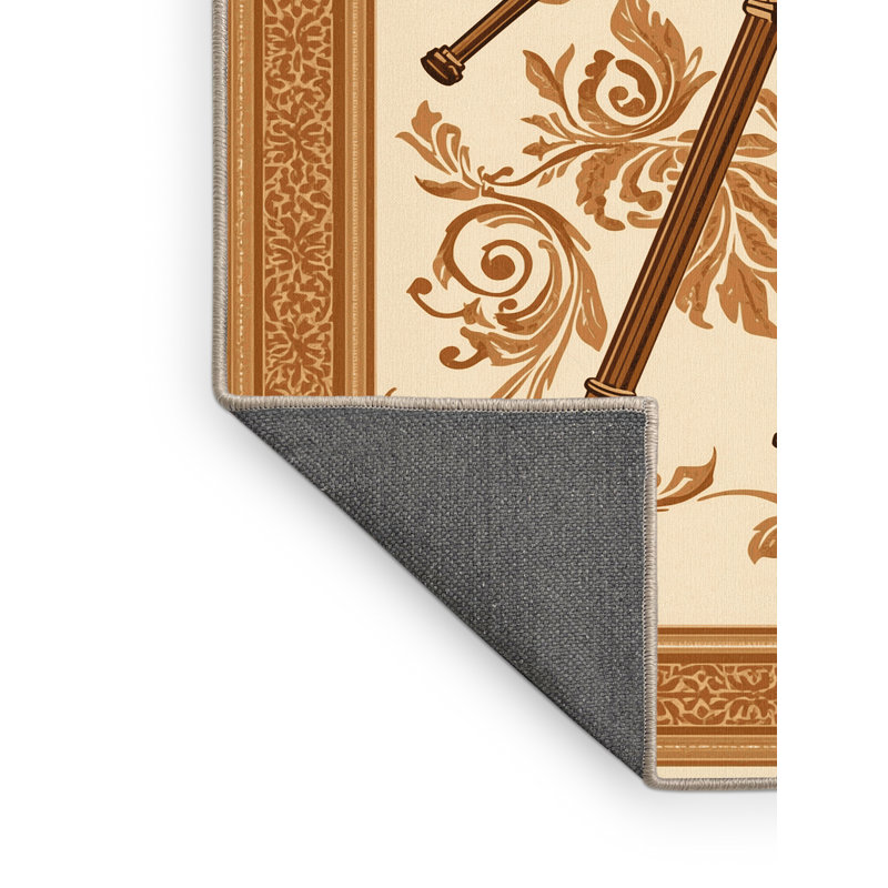Tapis oriental doux et moelleux de style oriental télescopique Bleeker - reliure beige, 7 x 10