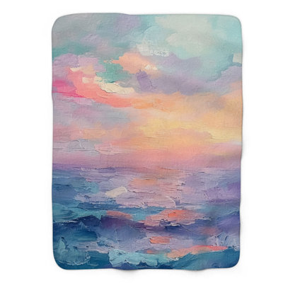 Coastal Horizon Melody - 1 Piece Premium Sherpa Bl Throw Blanket