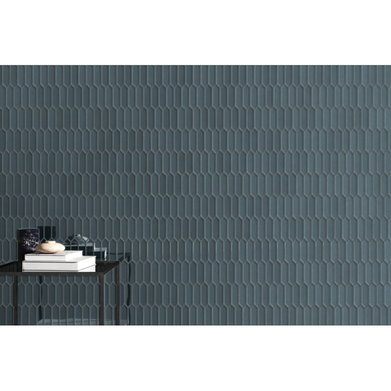 Picket Silver 9 in. x 11 in. Glossy Glass Wall Tile (7.84 sq. ft./Case), Blue