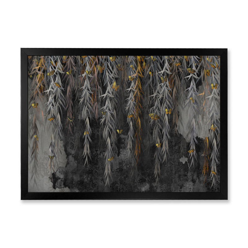 «Dark Grunge Rain Of Plant», reproduction sur toile, Cadre d'angle fermé noir, H 8 po x l 12 po x P 1 po