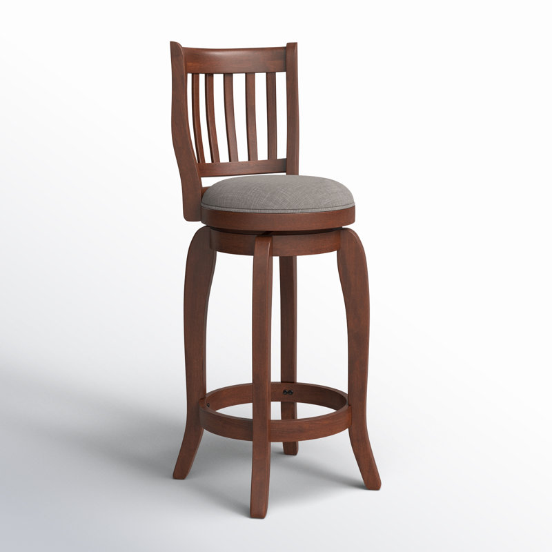 Morgan Swivel Upholstered Counter Stool with Solid Wood Frame, Gray Linen, Bar Stool (29” Seat Height)
