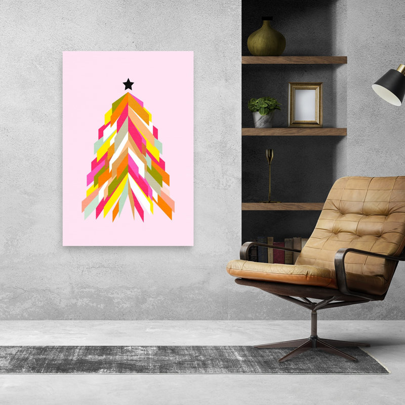 Dv 20,23 Mcm Rainbow Christmas Tree 4,2 Pink P Hr Jewel, art mural abstrait contemporain, H 48 po x l 32 po