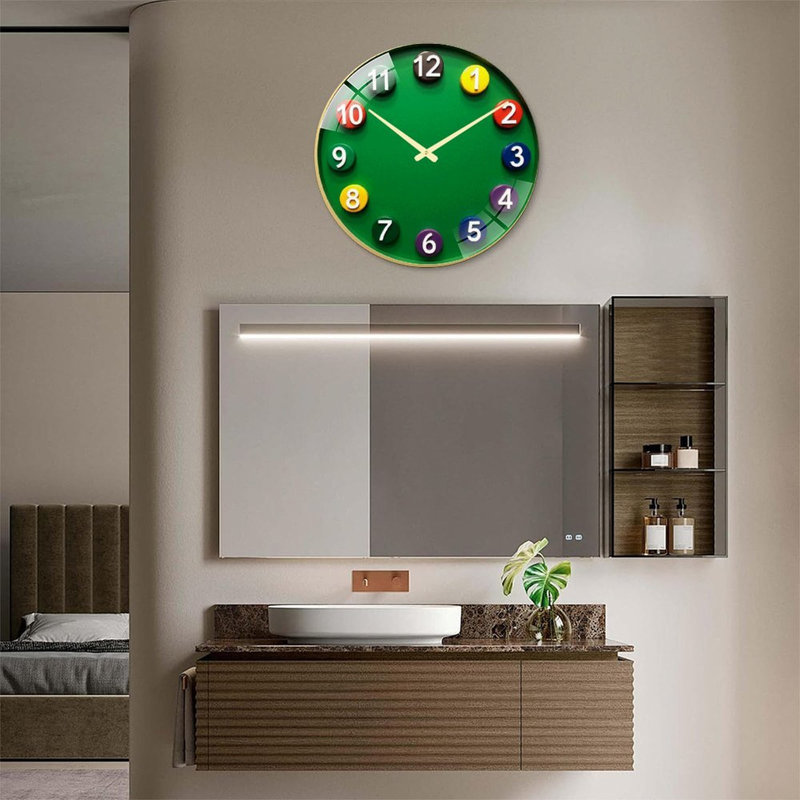Horloge murale moderne en verre de 61 cm (24 pouces) avec casse-tête d'apprentissage coloré et numéroté pour enfants