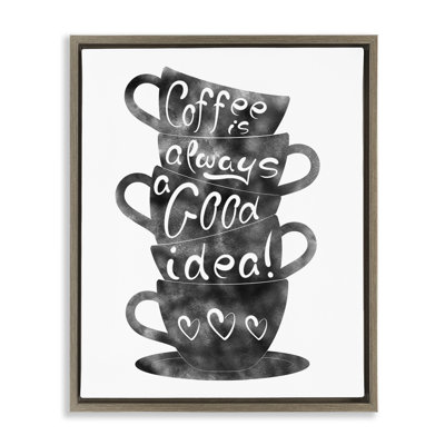 Coffee Mugs Stacked & Phrase Floating Frame, design by Marcus Prime