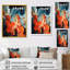 Encre liquide bleue et orange IV - Art mural abstrait-855392311-855393231