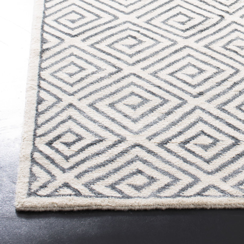 Mosaic Hand Knotted Wool Beige/Grey Rug