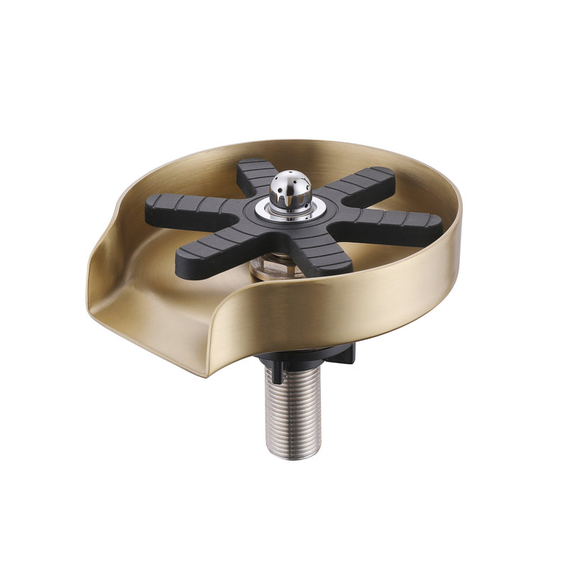 4.76" Stainless Steel Glass Rinser for Kitchen Sinks, 360 Degree Cup Washer For Sink and Cafes Bar, Brushed Gold