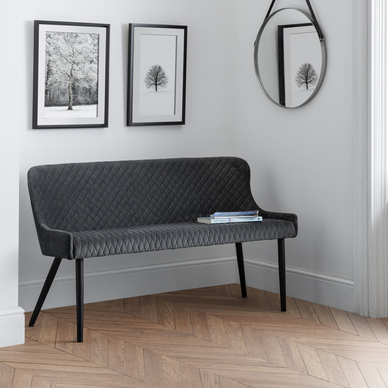 Wynnfield Velvet Upholstered Bench, Grey