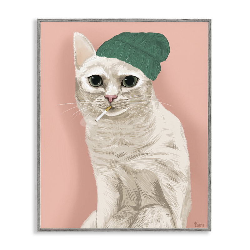 Hipster Cat avec Bonnet, estampe numérique par Tara Royle, Estampe numérique Farmhouse, H 20 po x l 16 po