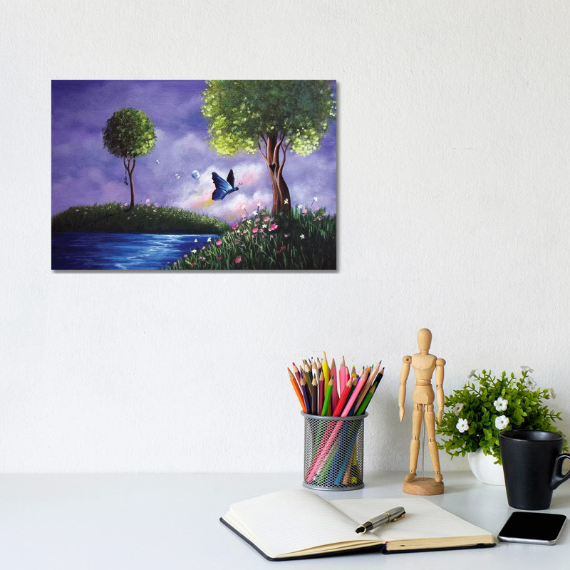 Butterfly Lake by Moonlight Art Parlour - Print on Canvas, Wrapped Canvas, 20.32 cm H x 30.48 cm W