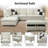 Elsiana 3 Piece Faux Leather Modular Living Room Set, Leather Couch Set-701566412-701566410