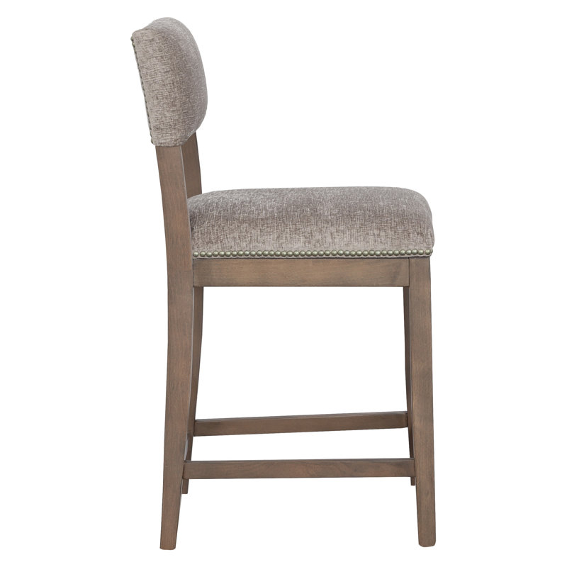 Silas Upholstered Stool with Solid Wood Frame, Bar Stool (29.75" Seat Height), Linen (3156 72), Mica