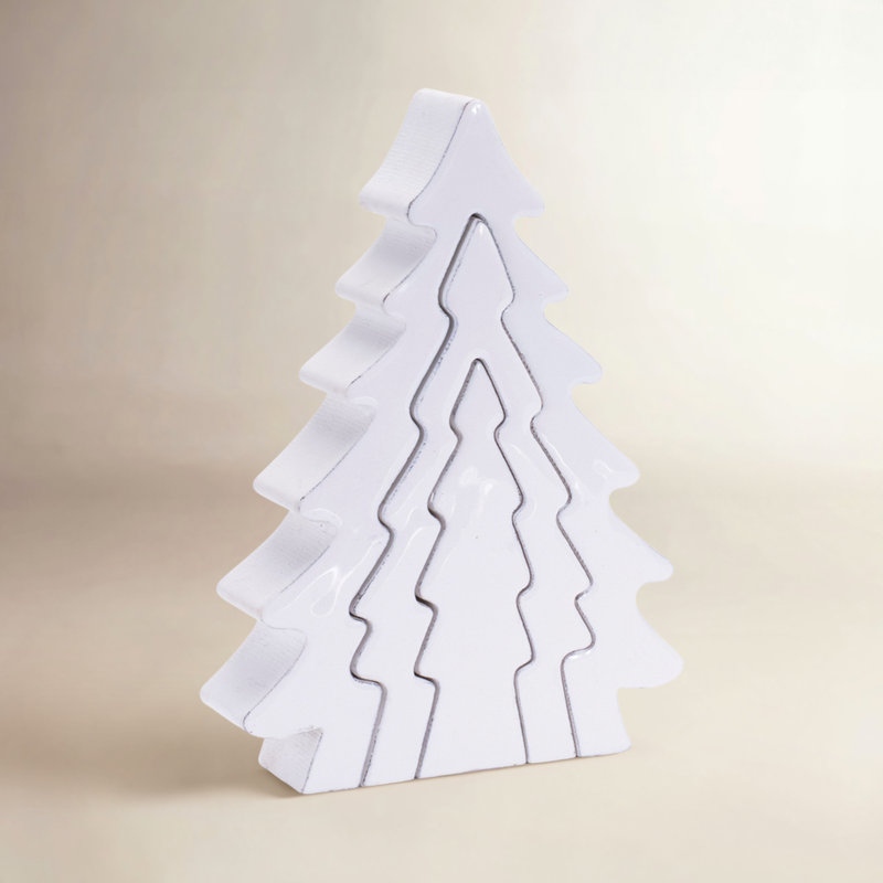 Présentoir gigognes en bois (ensemble de 2), Blanc