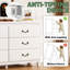 Commode double 6 tiroirs, grande commode de rangement avec poignée en laiton pour chambre à coucher, salon-1180168909