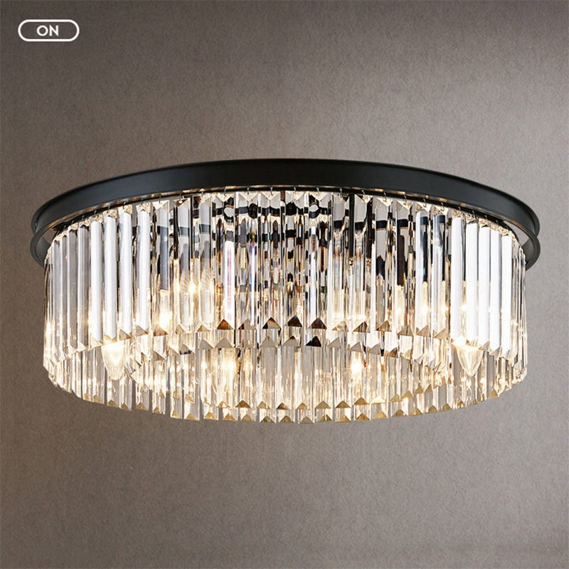 Flush Mount Crystal Chandelier Ceiling Light