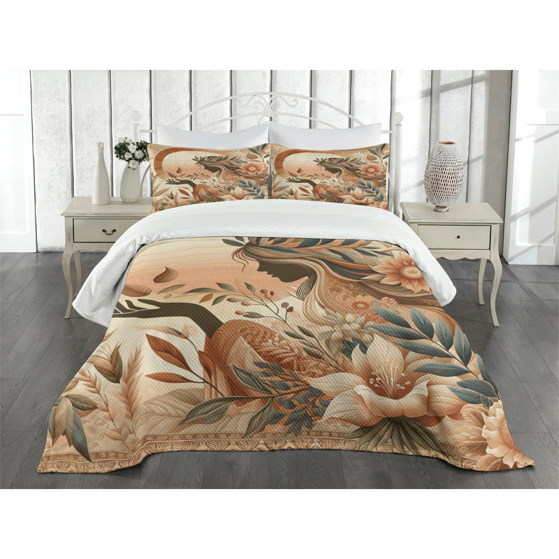 Polyester Floral Coverlet, King Coverlet / Bedspread + 2 Standard Shams