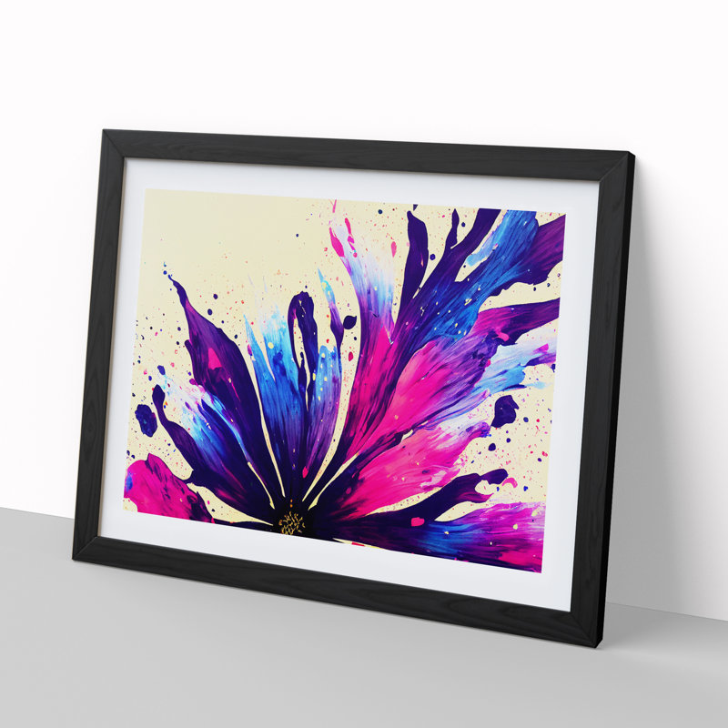 Flower Splash Vol.8 Abstract - Single Picture Frame Painting, Black, 25cm H x 34cm W x 2cm D