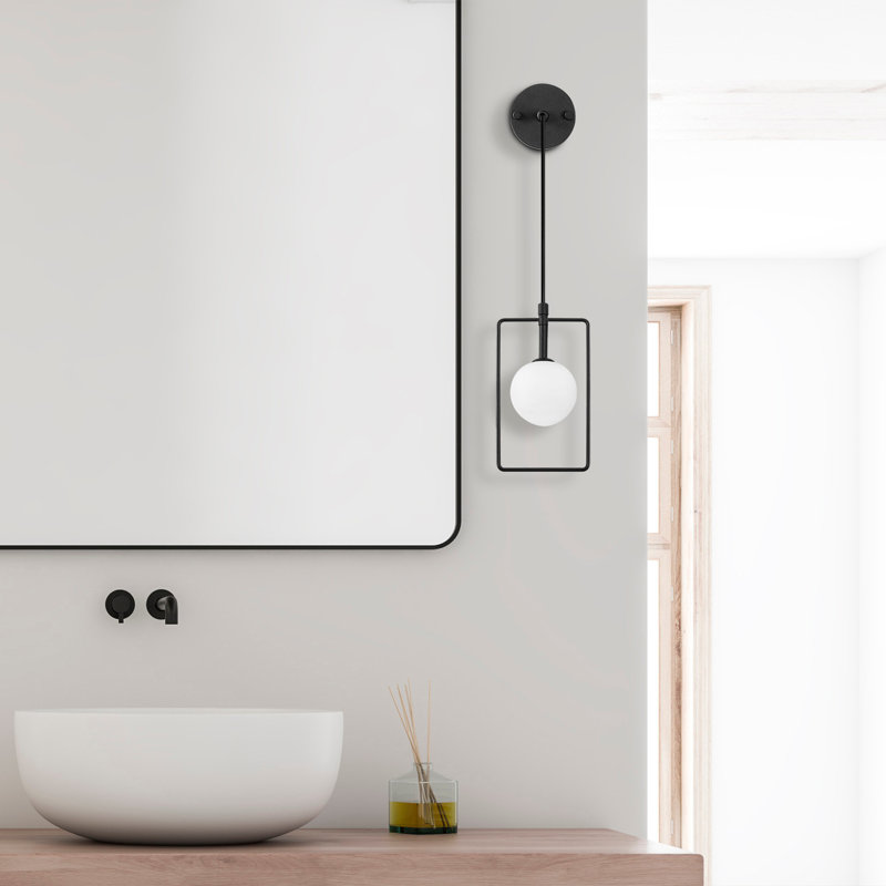 Modern Industrial Wall Lamp, Adjustable Height 15.7-45.7 Inches | Metal Body, Glass Cap, Black & White Design | IP20 Rated, G9 Socket Max 8W | Perfect for Home, Office, or Study Spaces, Stylish & Functional Lighting