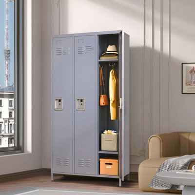 Armoire vestiaire en métal à 3 portes de 72 po de hauteur avec serrure pour employé