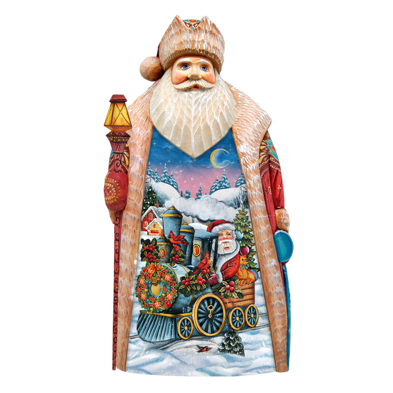 Figurine chef-d'œuvre de père Noël sculptée sur bois